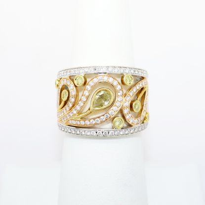 Picture of Simon G yellow diamond ring, 18k tri tone gold