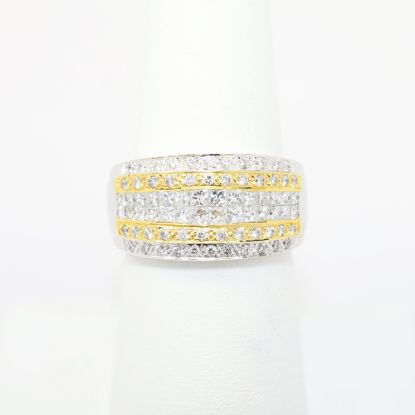 Picture of 18k Two-Tone Gold Band Ring with Pavé Set Round & Square Cut Diamonds