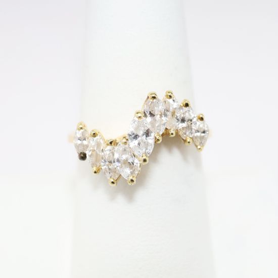 Picture of 14k Yellow Gold & Marquise Cut Diamonds Wave Shaped Ring