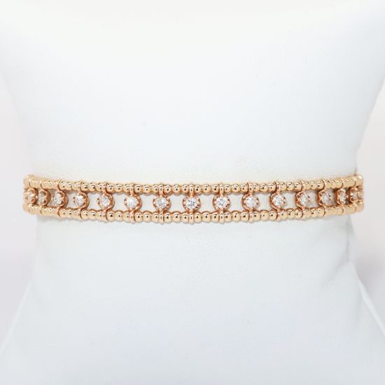 Picture of 14k Rose Gold & Diamond Beaded Bangle Bracelet