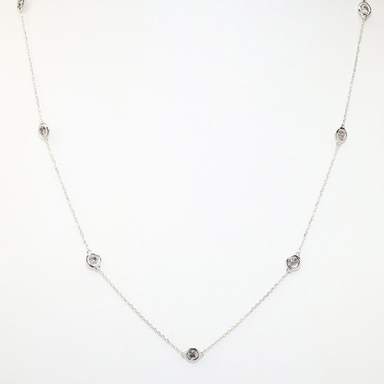 Picture of 14k White Gold & Diamond Station Necklace