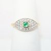 Picture of 14k Yellow Gold, Diamond & Emerald Evil Eye Ring