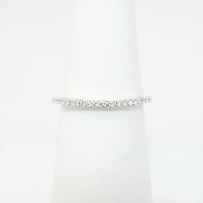 Picture of Lightly Curved 18k White Gold & Diamond Wedding Band