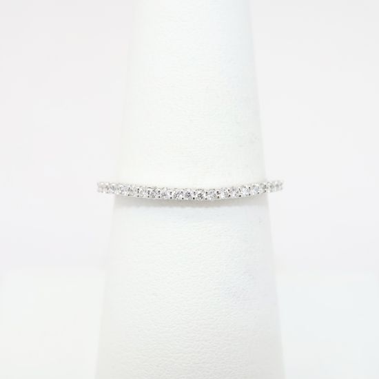 Picture of Lightly Curved 18k White Gold & Diamond Wedding Band