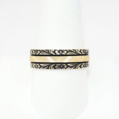 Picture of Men's 14k Yellow Gold Wedding Band with Embossed Floral Borders 