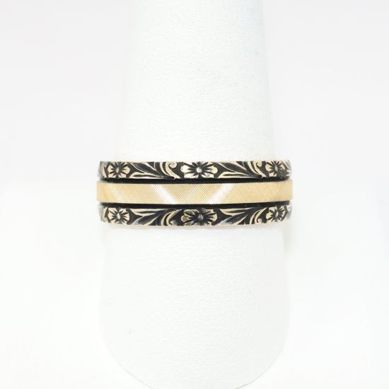 Picture of Men's 14k Yellow Gold Wedding Band with Embossed Floral Borders 