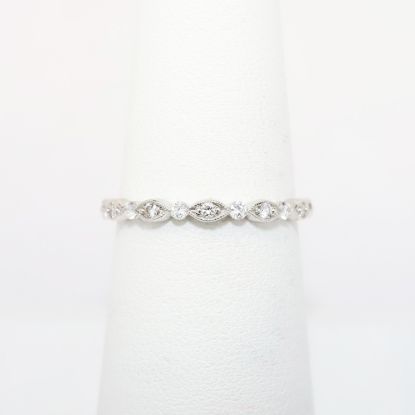 Picture of 18k White Gold & Diamond Wedding Band with Milgrain Detailing