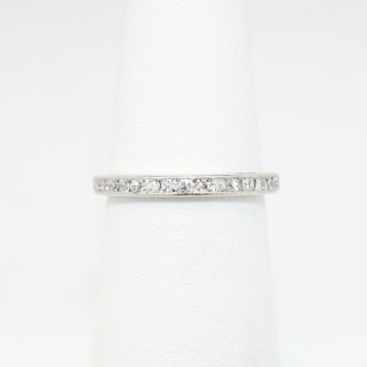 Picture of 14k White Gold & Diamond Eternity Wedding Band with Milgrain Edges