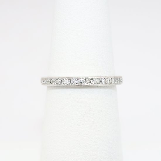 Picture of 14k White Gold & Diamond Eternity Wedding Band with Milgrain Edges