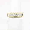 Picture of 18k Yellow Gold & Square Cut Diamond Wedding Band with Side Set Round Diamond Accents