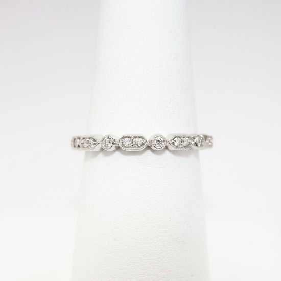 Picture of Vintage Inspired 14k White Gold & Diamond Wedding Band