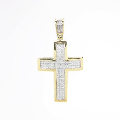 Picture of 10k Yellow Gold & Pavé Set Diamond Cross Pendant