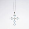Picture of 10k White Gold, Blue Topaz & Diamond Cross Pendant Necklace