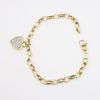 Picture of 14k Yellow Gold Charm Bracelet with Pavé Set Diamond Heart Charm