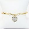 Picture of 14k Yellow Gold Charm Bracelet with Pavé Set Diamond Heart Charm