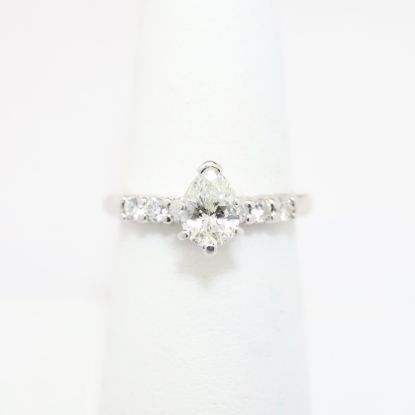 Picture of 14k White Gold & Pear Cut Diamond Engagement Ring