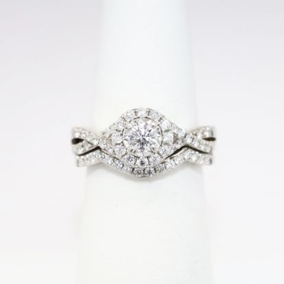 Picture of 14k White Gold & Diamond Conjoined Engagement & Wedding Band