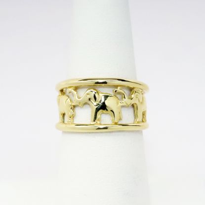Picture of 14k Yellow Gold Ring with Walking Elephants