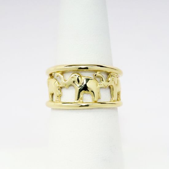 Picture of 14k Yellow Gold Ring with Walking Elephants