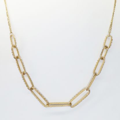 Picture of 14k Two-Tone Gold Graduated Paperclip Chain Necklace