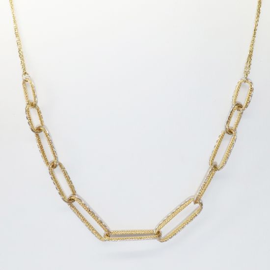 Picture of 14k Two-Tone Gold Graduated Paperclip Chain Necklace