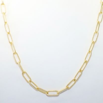 Picture of 14k Ribbed Textured Yellow Gold Paperclip Chain Necklace