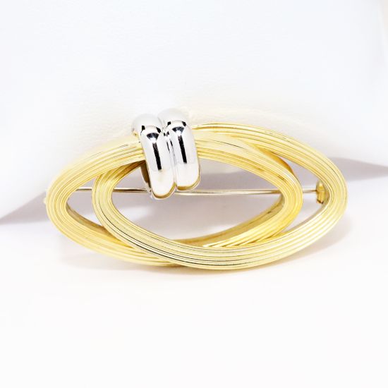 Picture of 18k Two-Tone Gold Modernist Double Oval Brooch