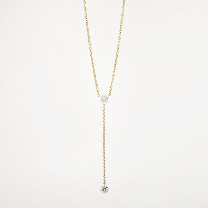 Picture of 18k Yellow Gold & Floating Diamond Lariat Necklace