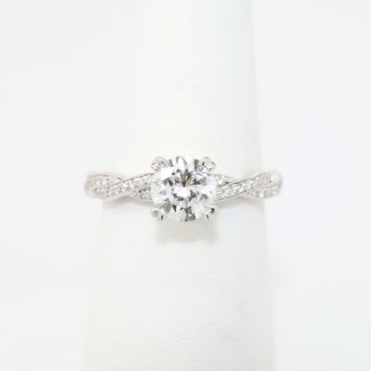 Picture of 14k White Gold & Round Brilliant Cut Diamond Ring with Woven Diamond Band