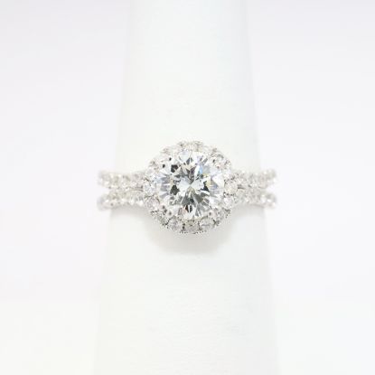 Picture of 14k White Gold & Round Brilliant Cut Diamond Halo Ring