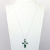 Picture of 18k White Gold, Carved Malachite, Diamond & Green Garnet Cross Pendant Necklace