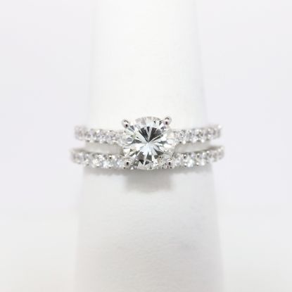 Picture of 14k White Gold & Round Brilliant Cut Diamond Solitaire Bridal Ring Set