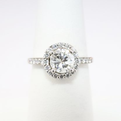 Picture of 14k White  Gold & Round Brilliant Cut Diamond Halo Engagement Ring