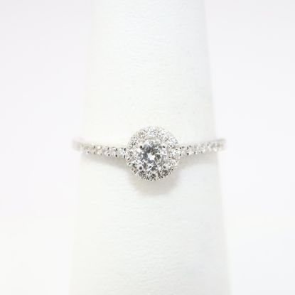 Picture of 14k White Gold & Round Brilliant Cut Diamond Halo Engagement Ring