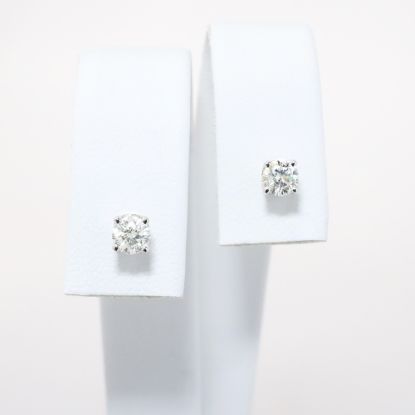 Picture of 14k White Gold & 0.50ctw Round Brilliant Cut Diamond Solitaire Earrings