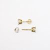 Picture of 14k Yellow Gold & Square Cut Diamond Solitaire Earrings