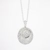 Picture of 18k White Gold & Mixed Cut Diamond Cluster Oval Pendant Necklace