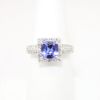 Picture of 14k White Gold & Cushion Cut Tanzanite Ring with Diamond Halo