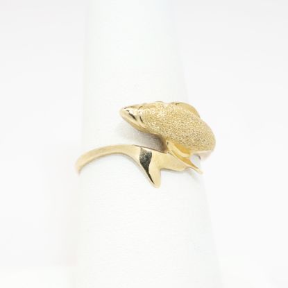 Picture of 14k Yellow Gold Figural, Textured Dolphin Bypass Ring