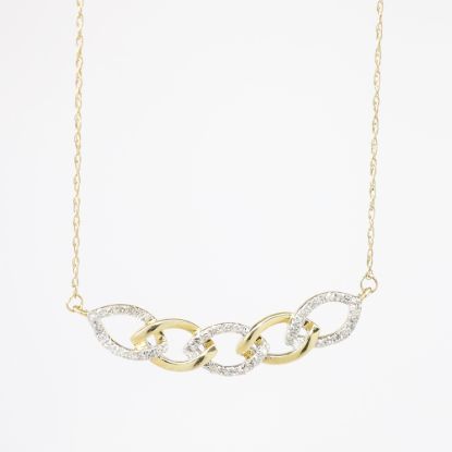 Picture of 14k Yellow Gold & Diamond Necklace with Curb Chain Link Pendant