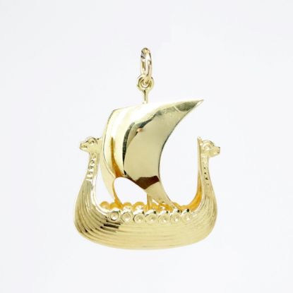 Picture of 14k Yellow Gold Norse Viking Ship Pendant
