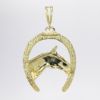 Picture of 14k Yellow Gold Horseshoe with Horse Head Pendant with Pink Sapphire Eye