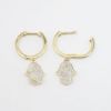 Picture of 14k Yellow Gold Hoop Earrings with Pavé Set Diamond Hamsa Charms