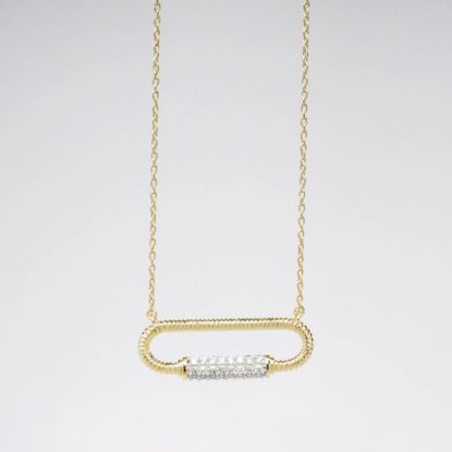 Picture of 14k Yellow Gold Necklace with Gold & Diamond Paperclip Style Pendant