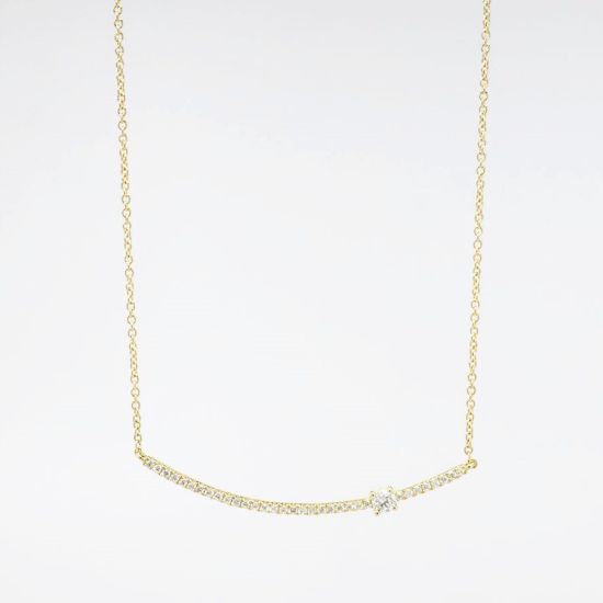 Picture of 14k Yellow Gold Necklace with Diamond Arc Pendant