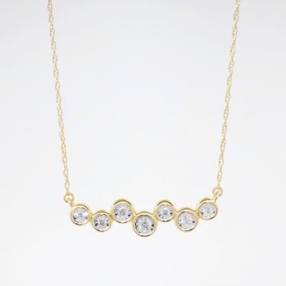 Picture of 14k Yellow Gold Necklace with Bezel Set Diamond Zig Zag Pendant