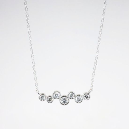 Picture of 14k White Gold Necklace with Bezel Set Diamond Zig Zag Pendant