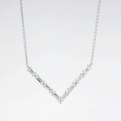 Picture of 14k White Gold Necklace with Diamond Chevron Pendant
