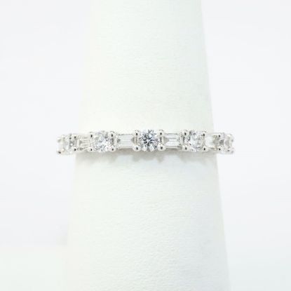 Picture of 14k White Gold & Alternating Baguette & Round Cut Diamonds Wedding Band