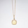 Picture of 14k Rose Gold Necklace and Opal Cabochon Pendant with Diamond Halo